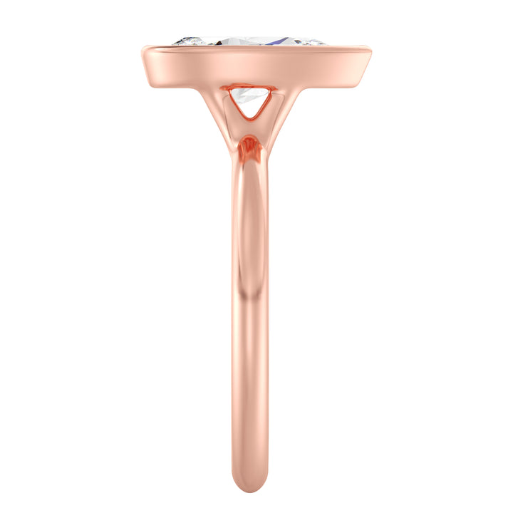 Elegant Pear-Cut Bezel-Set Lab-Grown Diamond Solitaire Ring in 18K Rose Gold – Available in 1ct, 2ct, 3ct, and 4ct