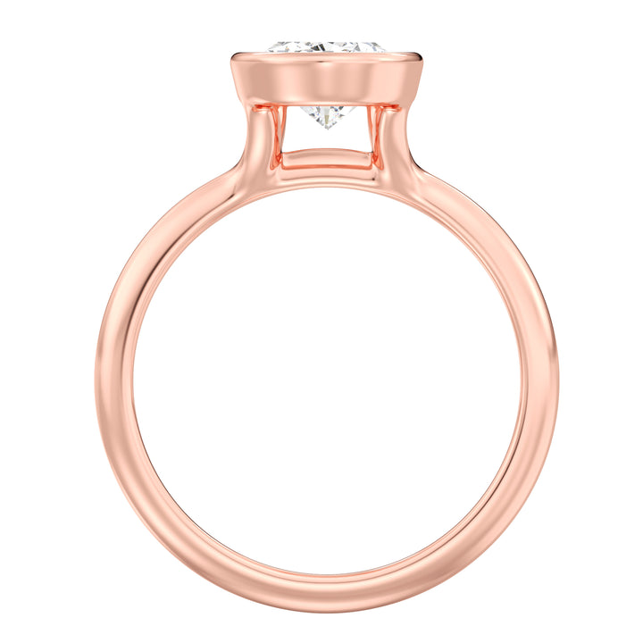 Elegant Pear-Cut Bezel-Set Lab-Grown Diamond Solitaire Ring in 18K Rose Gold – Available in 1ct, 2ct, 3ct, and 4ct