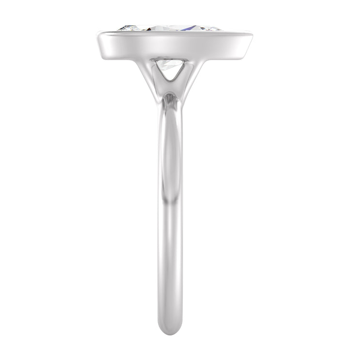 Elegant Pear-Cut Bezel-Set Lab-Grown Diamond Solitaire Ring in 18K White Gold – Available in 1ct, 2ct, 3ct, and 4ct