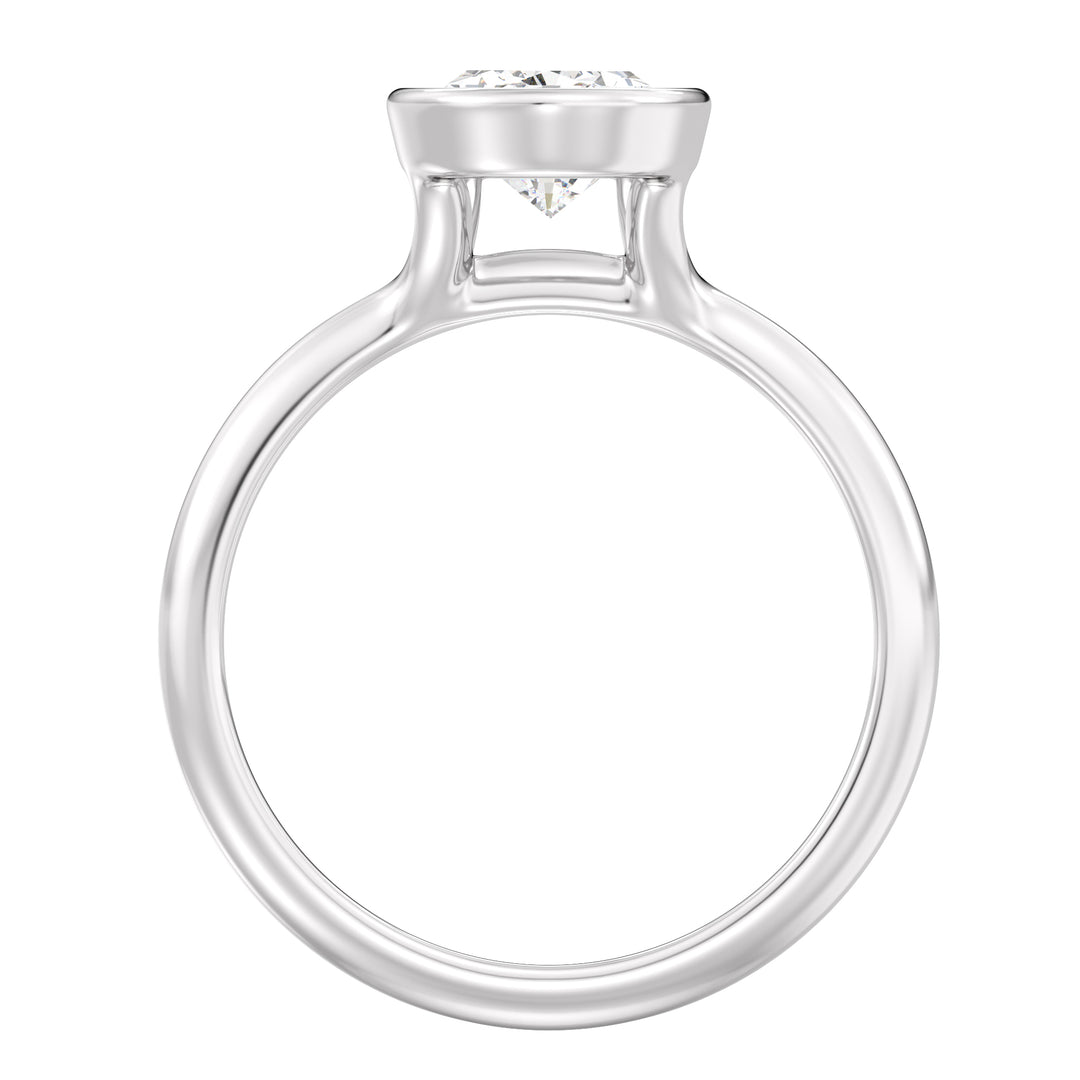 Elegant Pear-Cut Bezel-Set Lab-Grown Diamond Solitaire Ring in 18K White Gold – Available in 1ct, 2ct, 3ct, and 4ct