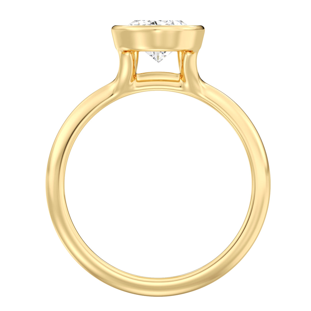 Elegant Pear-Cut Bezel-Set Lab-Grown Diamond Solitaire Ring in 18K Yellow Gold – Available in 1ct, 2ct, 3ct, and 4ct