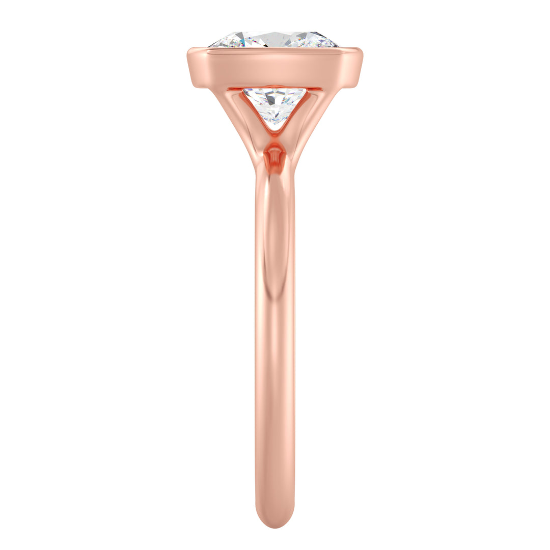 Elegant Square Cushion-Cut Bezel-Set Lab-Grown Diamond Solitaire Ring in 18K Rose Gold – Available in 1ct, 2ct, 3ct, or 4ct.