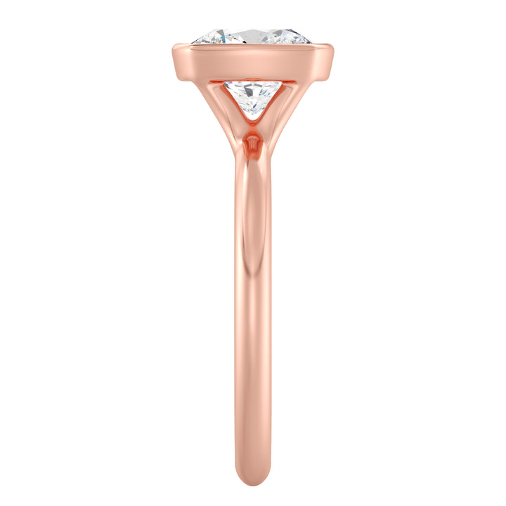 Elegant Square Cushion-Cut Bezel-Set Lab-Grown Diamond Solitaire Ring in 18K Rose Gold – Available in 1ct, 2ct, 3ct, or 4ct.