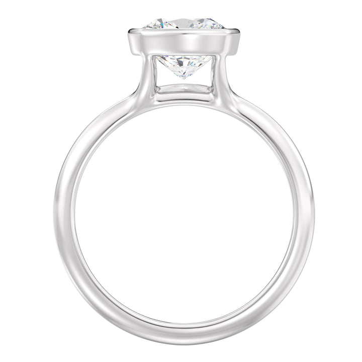 Elegant Square Cushion-Cut Bezel-Set Lab-Grown Diamond Solitaire Ring in 18K White Gold – Available in 1ct, 2ct, 3ct, or 4ct.