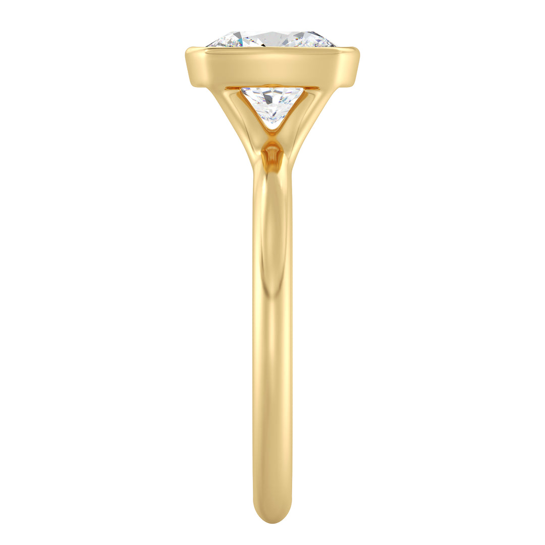 Elegant Square Cushion-Cut Bezel-Set Lab-Grown Diamond Solitaire Ring in 18K Yellow Gold – Available in 1ct, 2ct, 3ct, or 4ct.