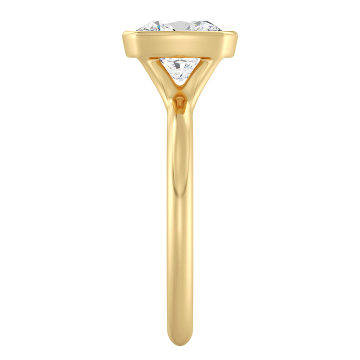 Elegant Square Cushion-Cut Bezel-Set Lab-Grown Diamond Solitaire Ring in 18K Yellow Gold – Available in 1ct, 2ct, 3ct, or 4ct.