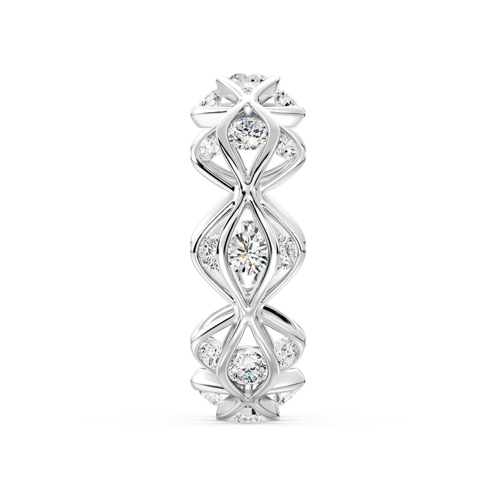 Lab-Grown Diamond Eternity Wedding Band in 18K White Gold, adorned with 24 round-cut diamonds totaling 1.60 carats, offering a classic and sophisticated look.
