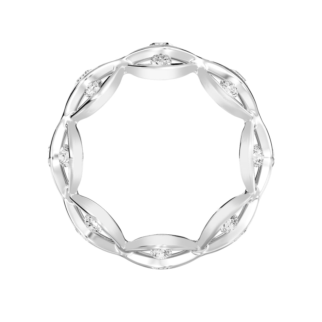 Lab-Grown Diamond Eternity Wedding Band in 18K White Gold, adorned with 24 round-cut diamonds totaling 1.60 carats, offering a classic and sophisticated look.