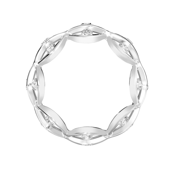 Lab-Grown Diamond Eternity Wedding Band in 18K White Gold, adorned with 24 round-cut diamonds totaling 1.60 carats, offering a classic and sophisticated look.