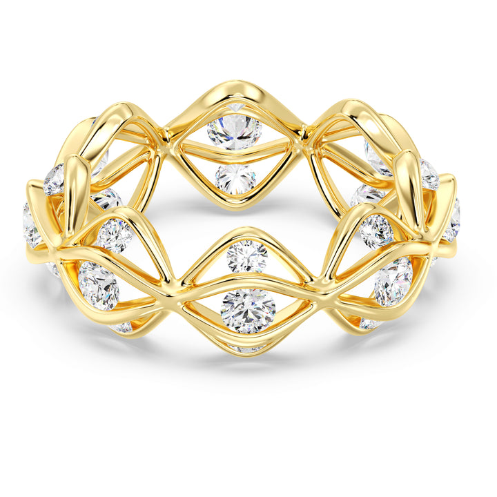 Lab-Grown Diamond Eternity Wedding Band in 18K Yellow Gold, featuring 24 round-cut diamonds totaling 1.60 carats, elegantly set in a continuous design symbolizing eternal love.