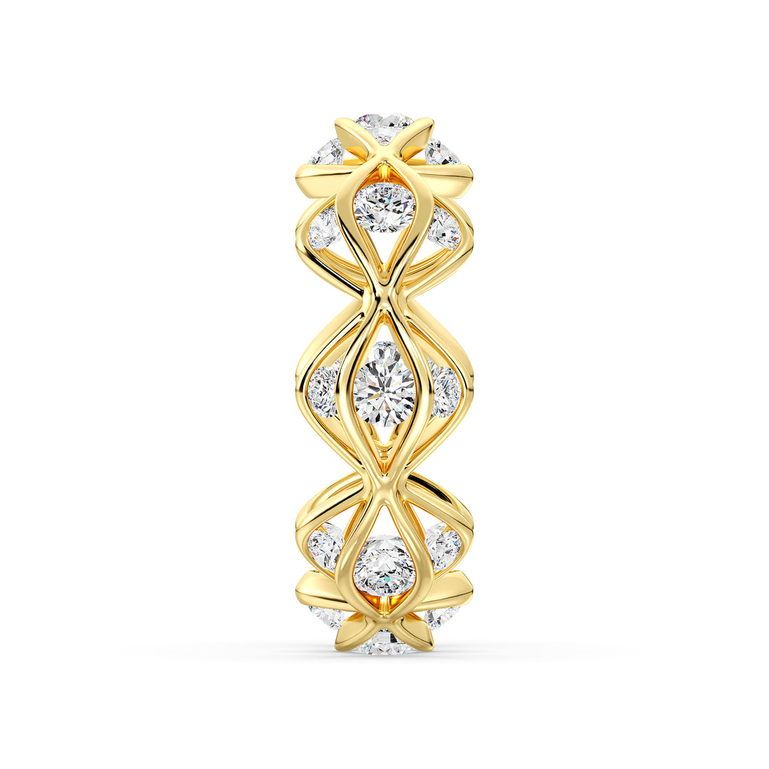 Lab-Grown Diamond Eternity Wedding Band in 18K Yellow Gold, featuring 24 round-cut diamonds totaling 1.60 carats, elegantly set in a continuous design symbolizing eternal love.