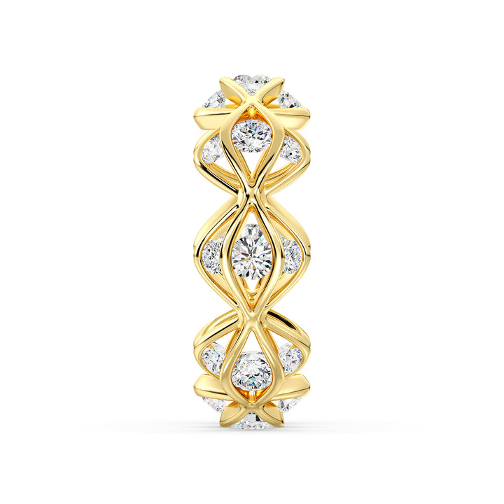 Lab-Grown Diamond Eternity Wedding Band in 18K Yellow Gold, featuring 24 round-cut diamonds totaling 1.60 carats, elegantly set in a continuous design symbolizing eternal love.